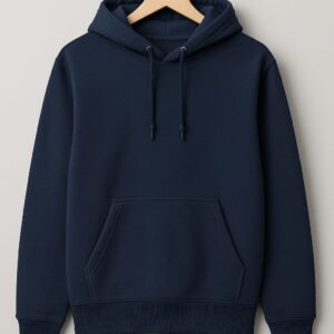 Navy Blue Cotton Hoodie for Men – Front View