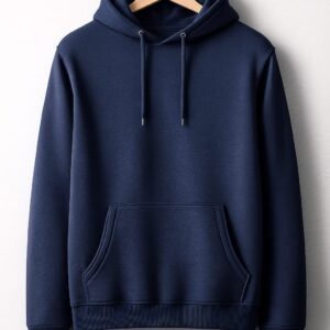 Navy Blue Polycotton Hoodie 300 GSM Without Zipper for Men – Front View
