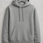 Grey cotton hoodie front view without zipper – 300 GSM